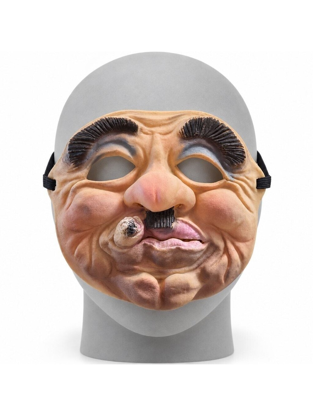 Vintage Halloween Half-Face Mask Older Man with Cigar Stub - Used